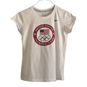 VTG NIKE Tee T shirt White USA Olympic Team 2012 Sport Graphic Top Girls M 8-10